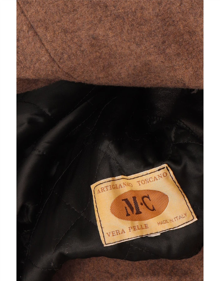 Vintage Dame Loose Fit Læderfrakke UK 14 Medium Sort Læder