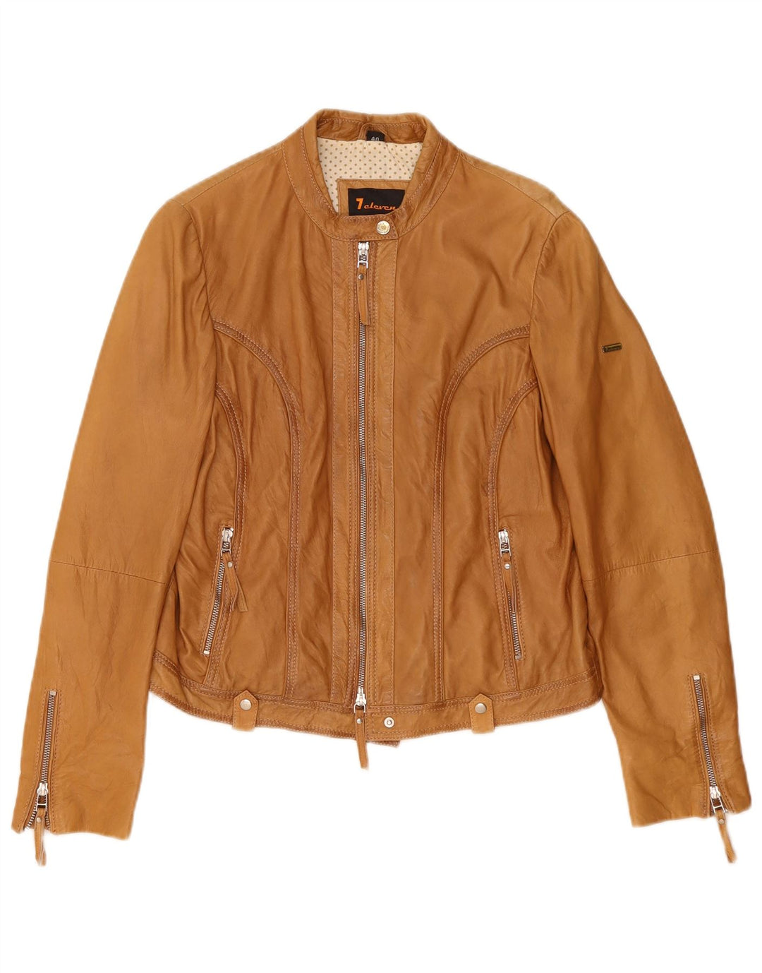 Vintage dame biker læderjakke EU 40 Medium Beige