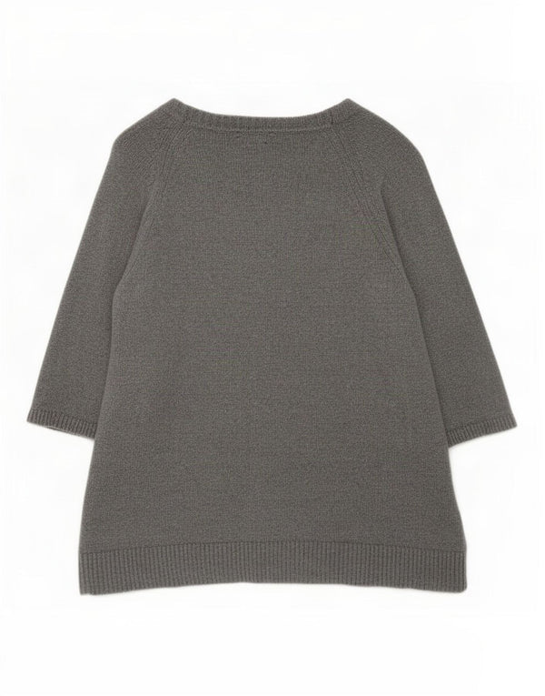Massimo Dutti Dame 3/4-ærmet V-hals sweater UK 14 Medium Grå