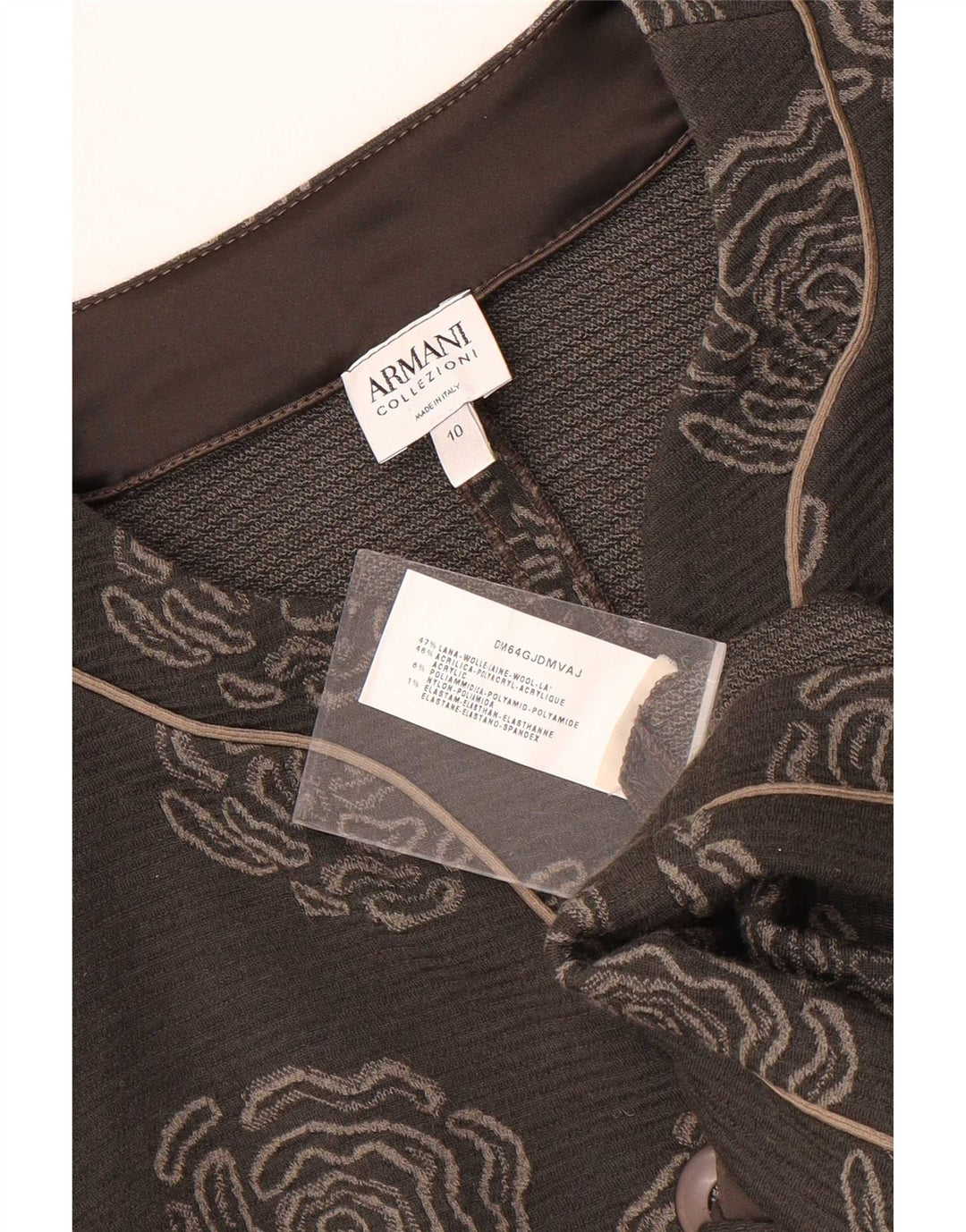 Armani Collezioni Dame 5 Button Blazer Jacket UK 10 Small Grey Floral