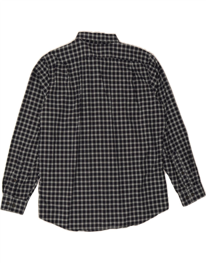 EDDIE BAUER Mens Relaxed Fit Shirt Large Navy Blue Check Cotton Vintage Eddie Bauer and Second-Hand Eddie Bauer from Messina Hembry 