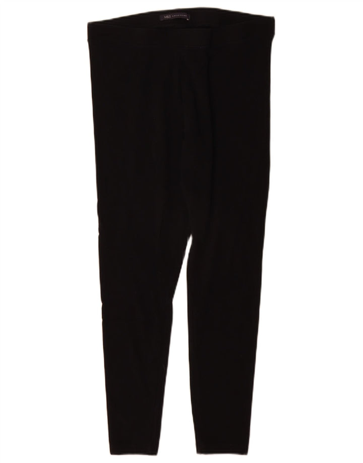 Marks & Spencer Womens Crop Leggings UK 12 Medium Black Bomuld
