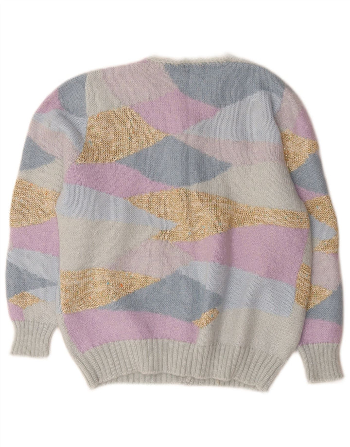 Vintage dame cardigan sweater UK 14 Medium Flerfarvet nyhed
