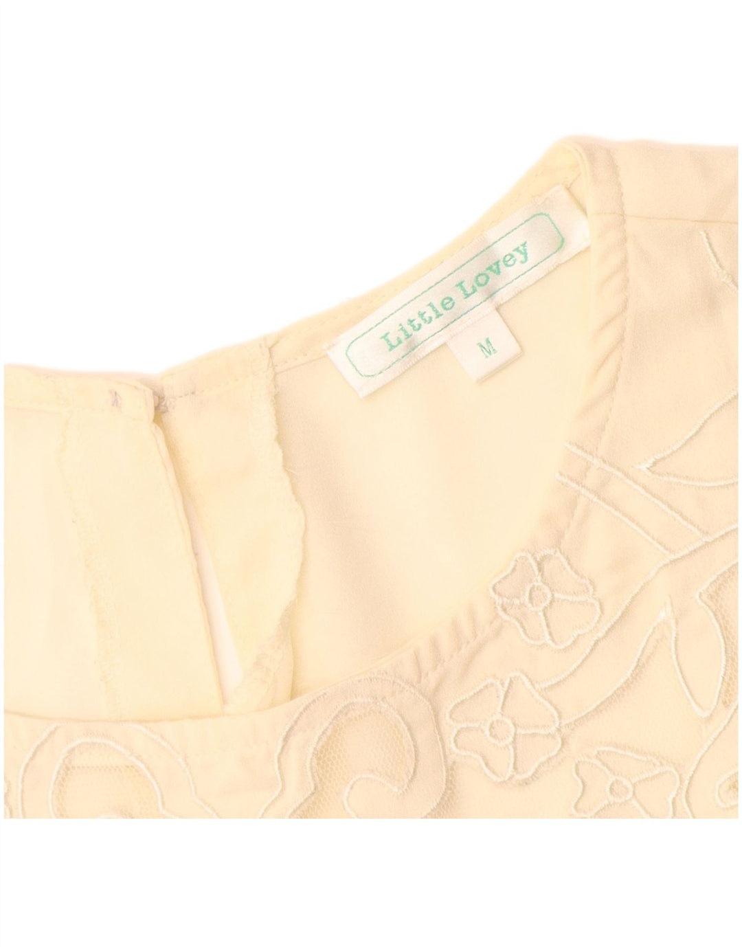 Vintage damebluse Top UK 12 Medium Beige Floral Polyester