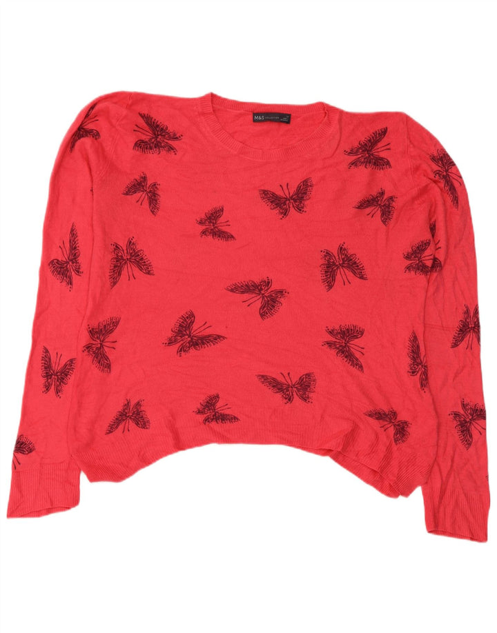Marks & Spencer Dame sweater med rund hals DK 12 Medium Pink Butterfly