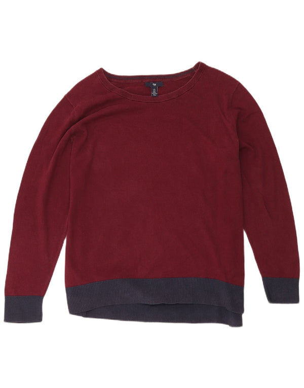 Gap Womens Boat Neck Jumper Sweater UK 18 XL Burgundy Colourblock Bomuld