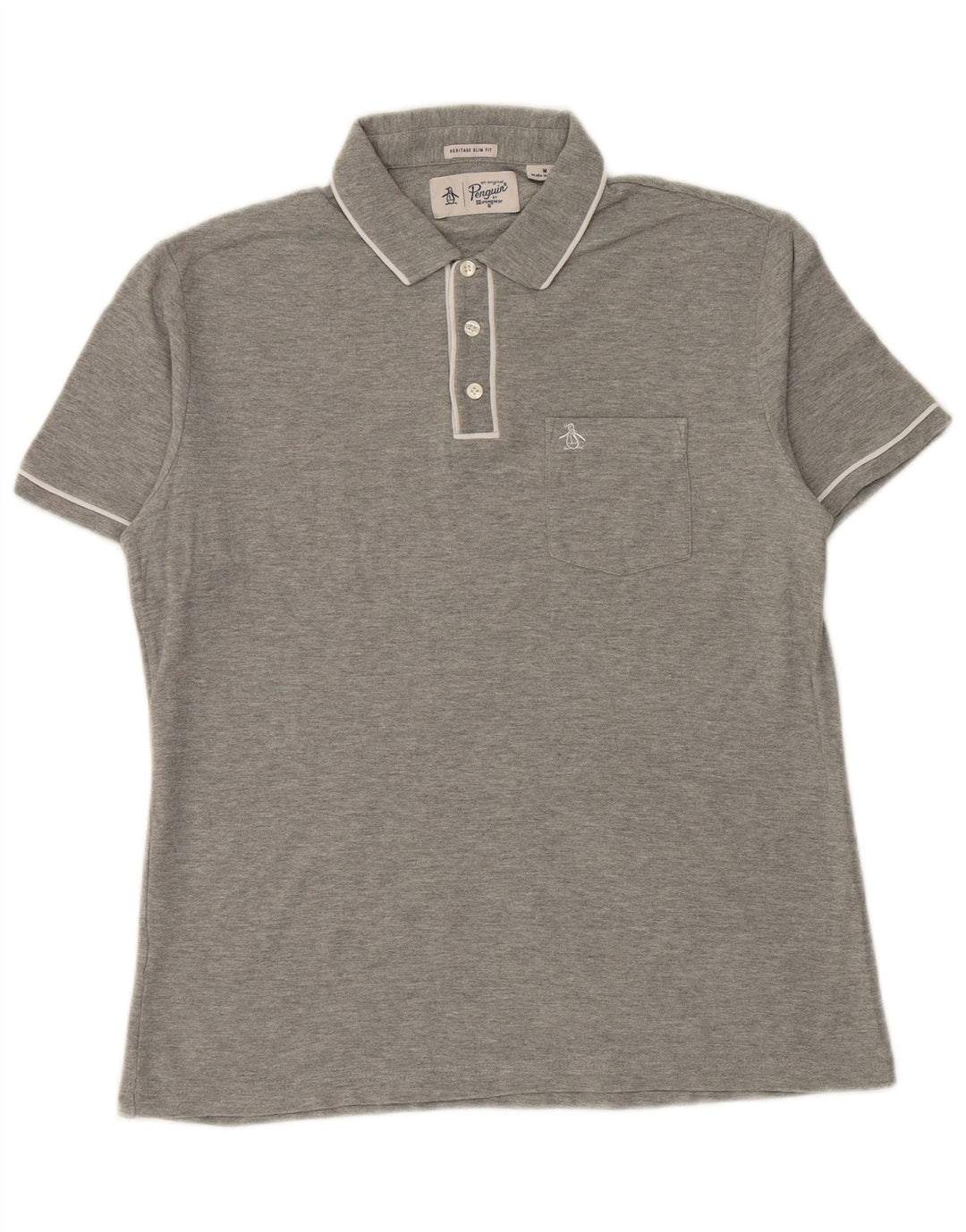 Penguin Heritage Slim Fit Polo Shirt Medium Grå Stribet