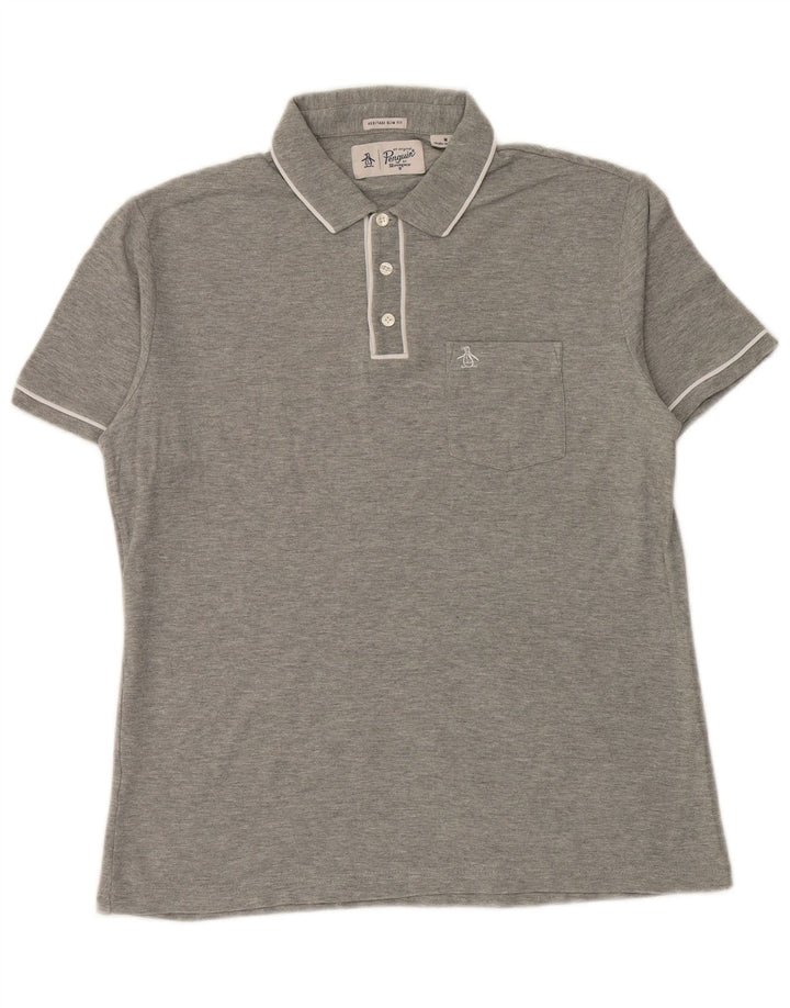 Penguin Heritage Slim Fit Polo Shirt Medium Grå Stribet
