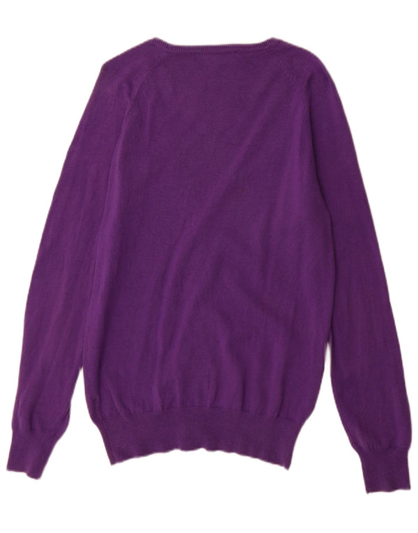 Zara Dame Cardigan Sweater UK 18 XL Lilla Bomuld