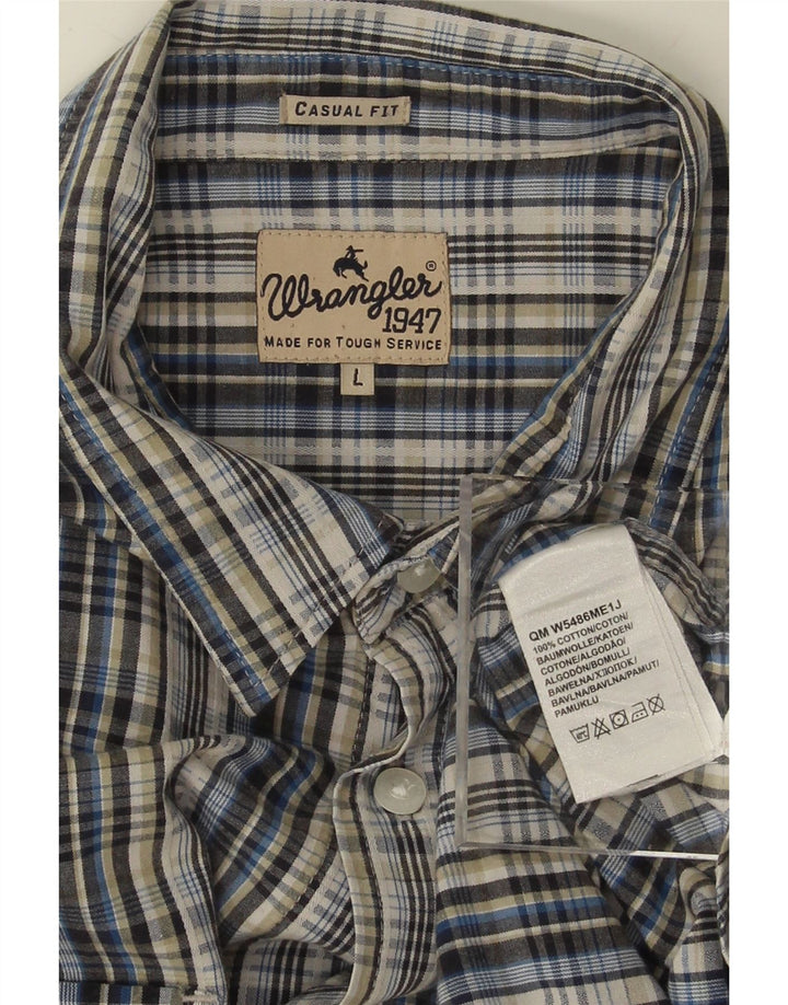 WRANGLER Mens Casual Fit Flannel Shirt Large Blue Check Cotton Vintage Wrangler and Second-Hand Wrangler from Messina Hembry 