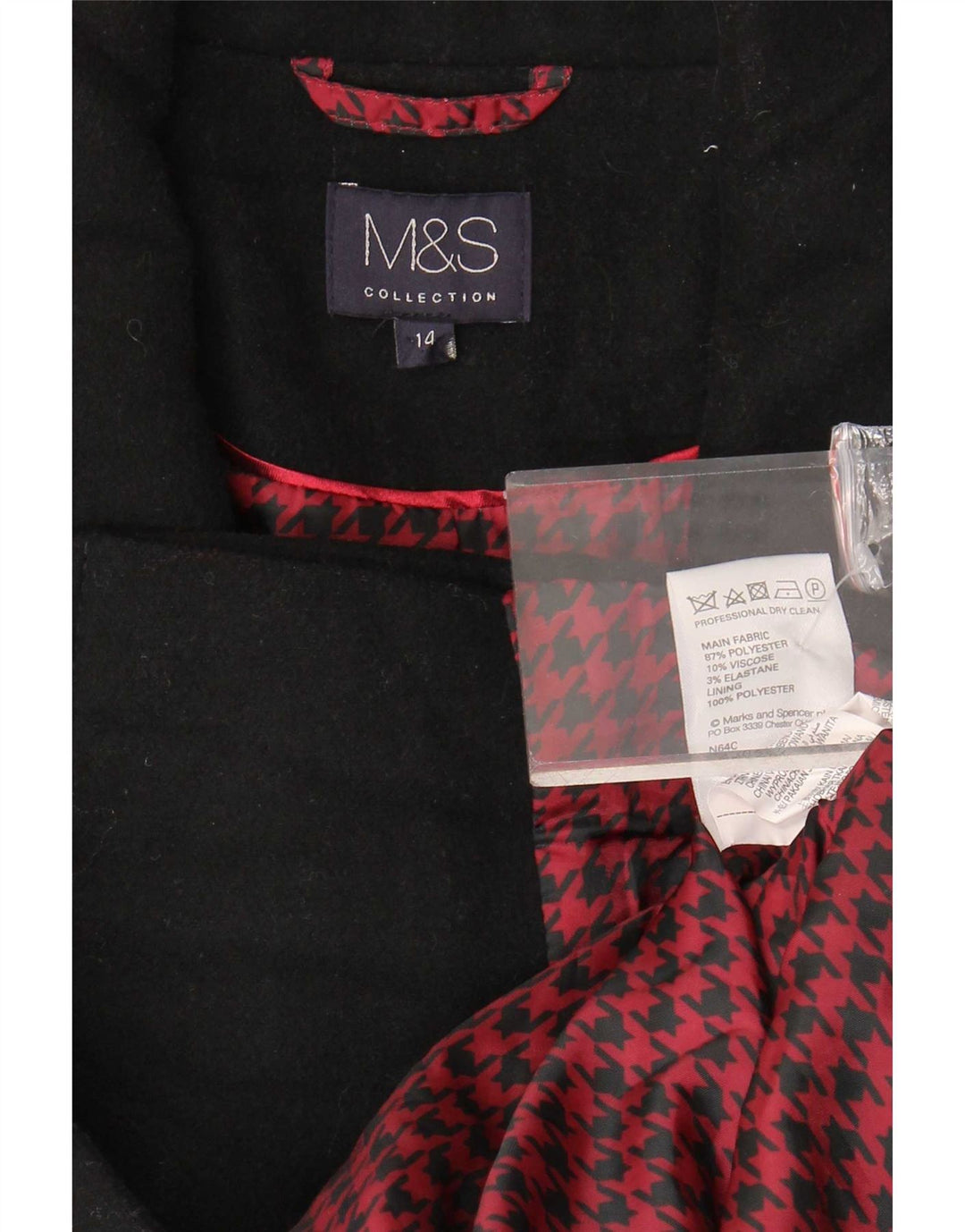 Marks & Spencer Womens Bomber Jacket UK 14 Large Black Polyester