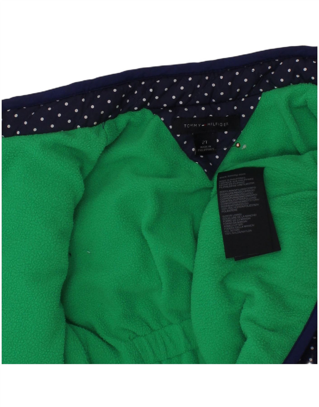 TOMMY HILFIGER Quiltet jakke til babypiger 18-24 måneder Marineblå Polka Dot