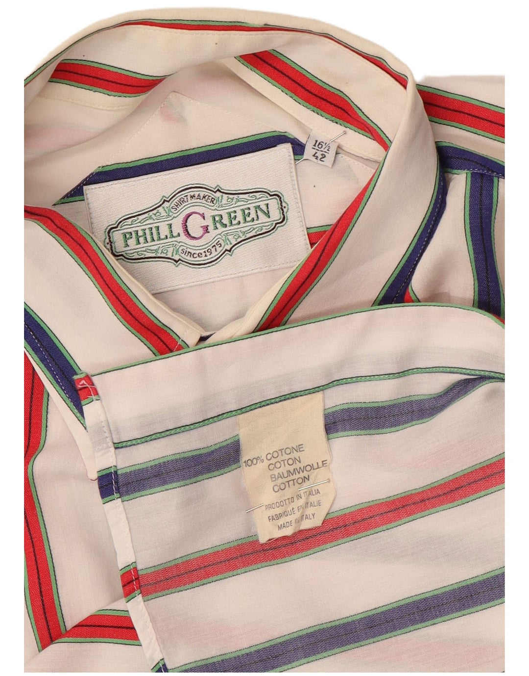 VINTAGE herreskjorte str. 16 1/2 42 Stor flerfarvet stribet bomuld