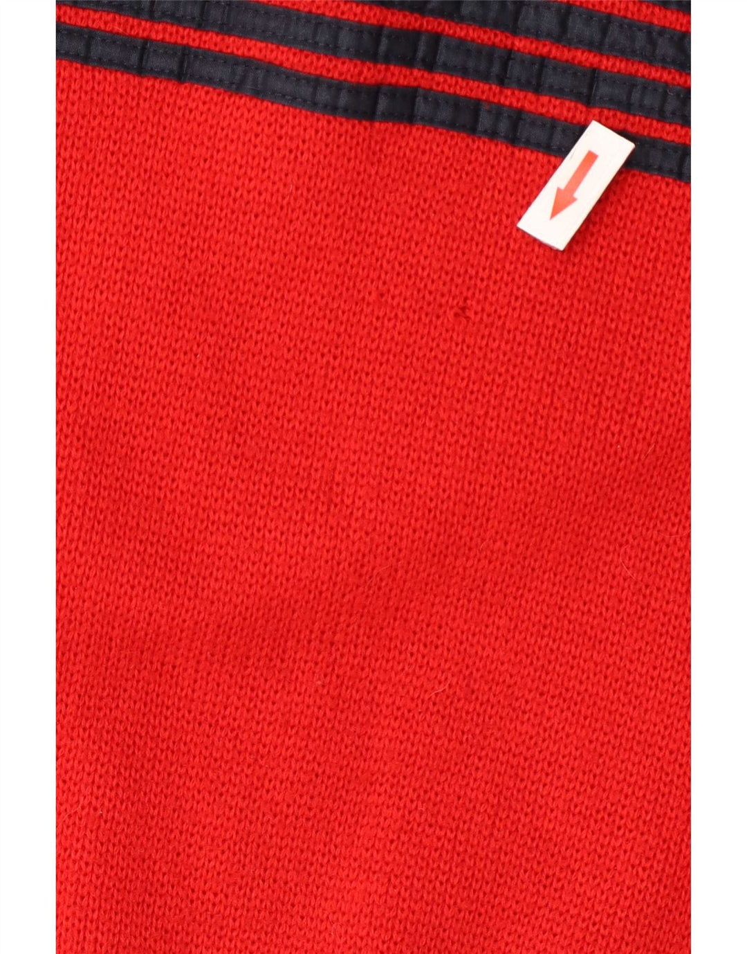 Vintage Herre Button Neck Jumper Sweater IT 48 Medium Rød Colourblock