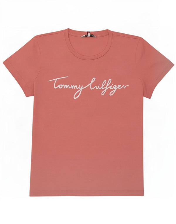 Tommy Hilfiger Grafisk T-shirt top til kvinder UK 16 Large Pink