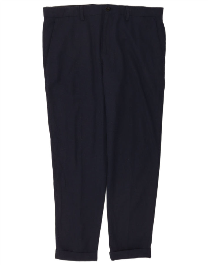 Zara Herre Slim Suit Bukser EU 44 Large W34 L30 Navy Blue Polyester