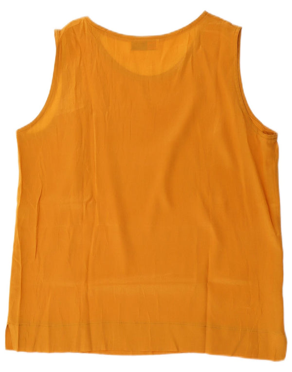 Vintage dame ærmeløs bluse Top UK 14 Medium Yellow Acetate