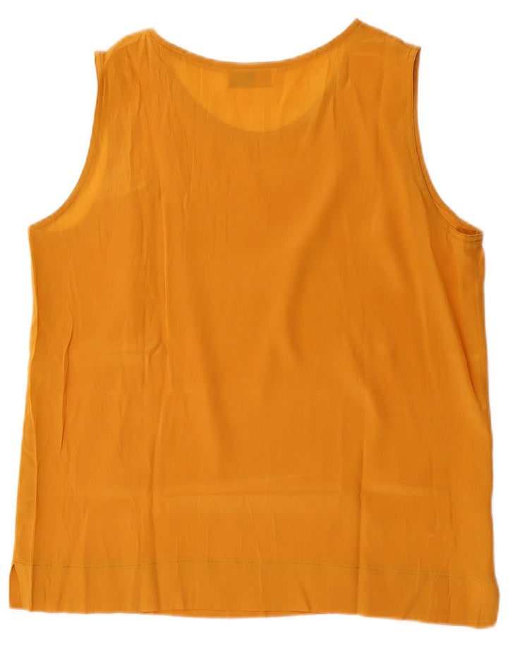 Vintage dame ærmeløs bluse Top UK 14 Medium Yellow Acetate