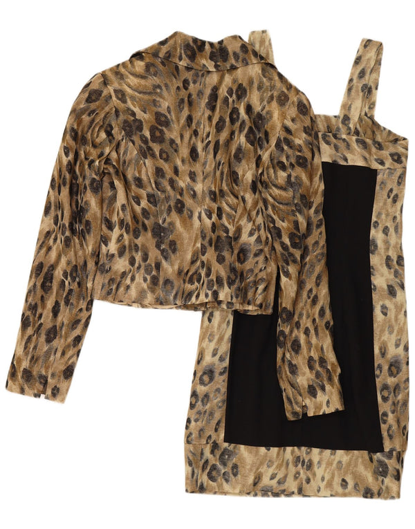 Vanity Womens 3-knap 2-delt sæt IT 42 Medium Black Animal Print Uld