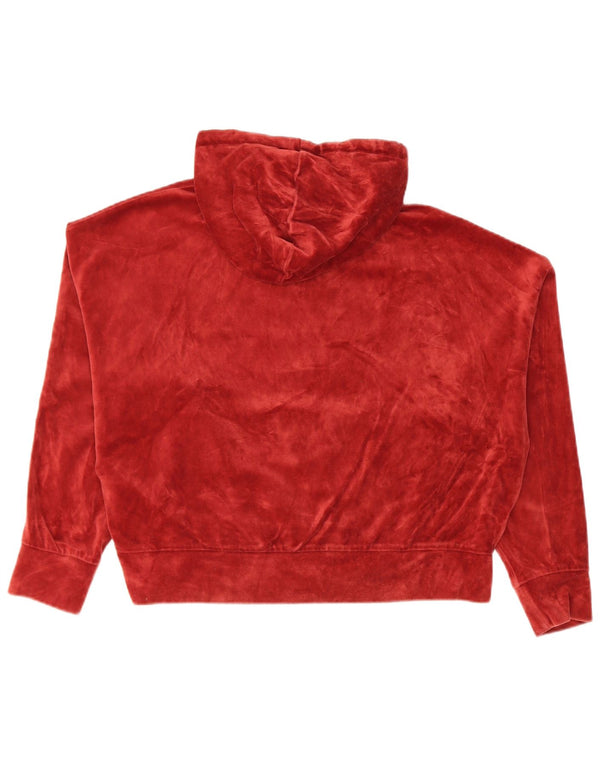 Puma Womens Crop Oversized Velour Hoodie Jumper UK 14 Medium Rød Bomuld