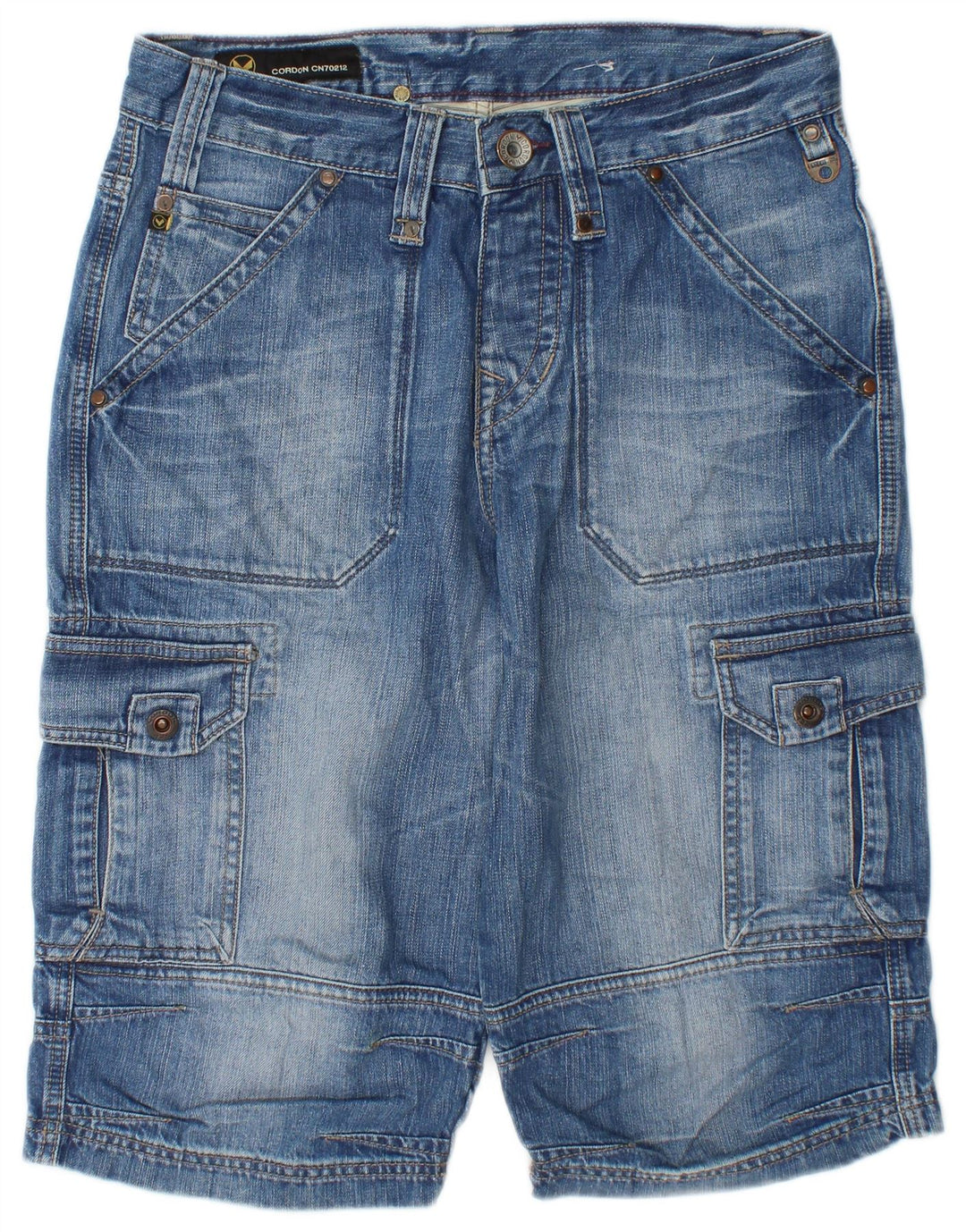 Vintage Herre Cargo Denim Shorts W30 Medium Blue Bomuld