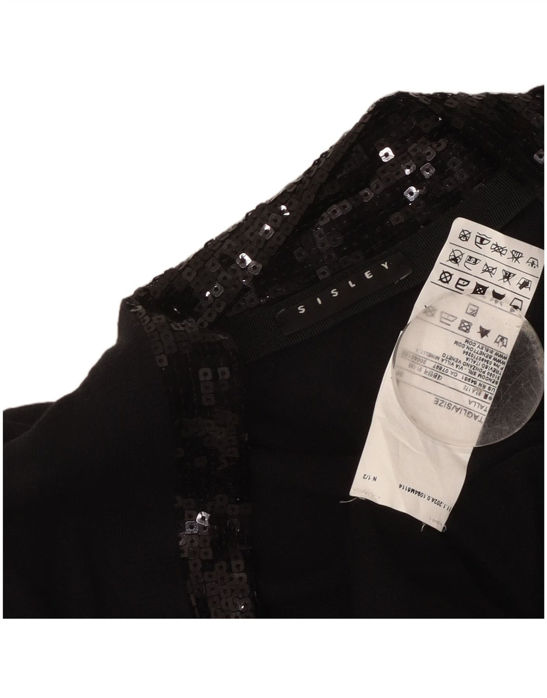 Sisley Womens Open Cardigan Sweater UK 14 Large Black Bomuld