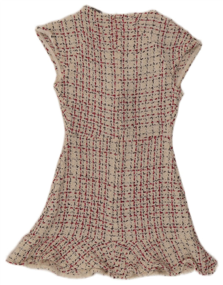 Zara Dame A-Line Kjole UK 8 Small Beige Check