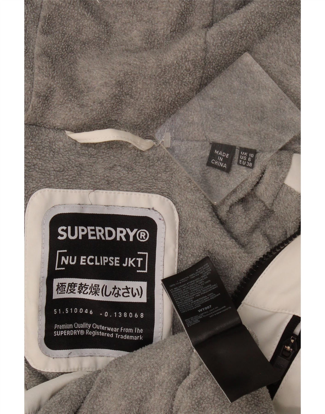 Superdry Dame Hætte Oversized Windbreaker Jacket UK 10 Small White