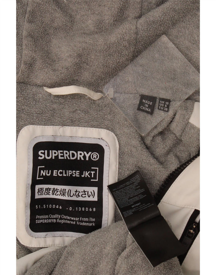 Superdry Dame Hætte Oversized Windbreaker Jacket UK 10 Small White