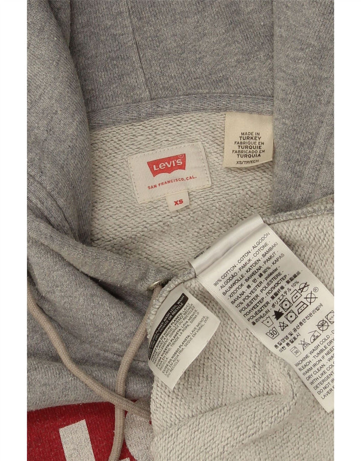 LEVI'S Mens Graphic Hoodie Jumper XS Grey Cotton Vintage Levi's and Second-Hand Levi's from Messina Hembry 