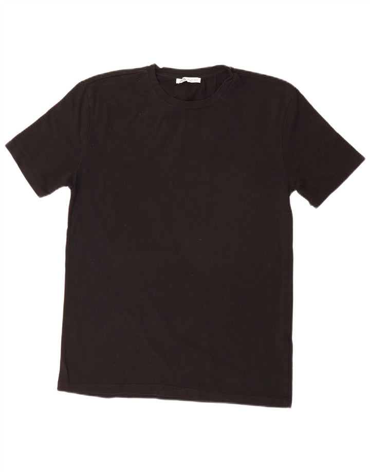 ZARA Womens T-Shirt Top UK 14 Large Black Cotton