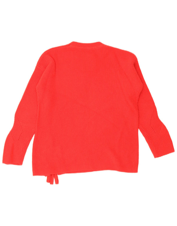 Tommy Hilfiger Dame Oversized Crew Neck Jumper Sweater UK 10 Small Red