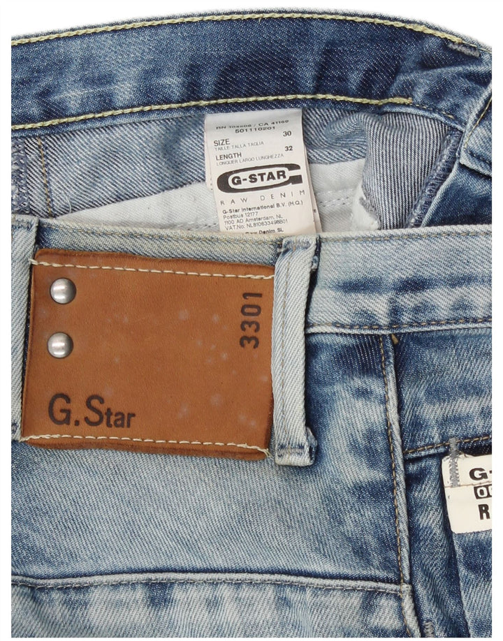 G-Star Herre 3301 Distressed Straight Jeans W30 L32 Blå Bomuld