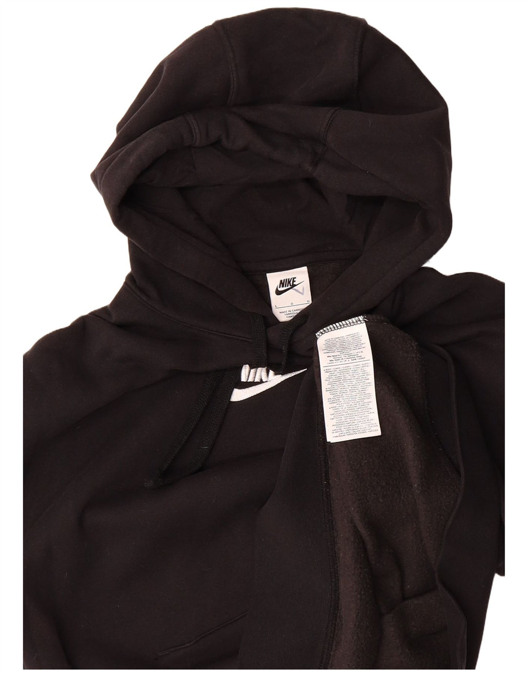 NIKE Mens Graphic Hoodie Jumper Large Black Cotton