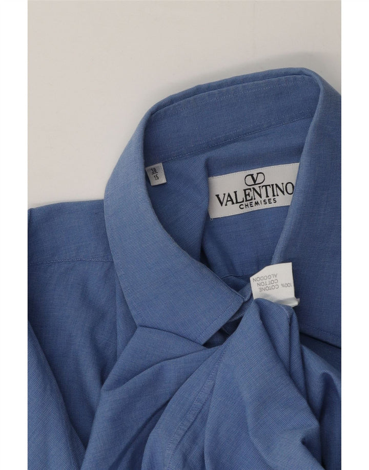 Valentino Herre Chemises Skjorte Str. 38 15 Medium Blå Bomuld