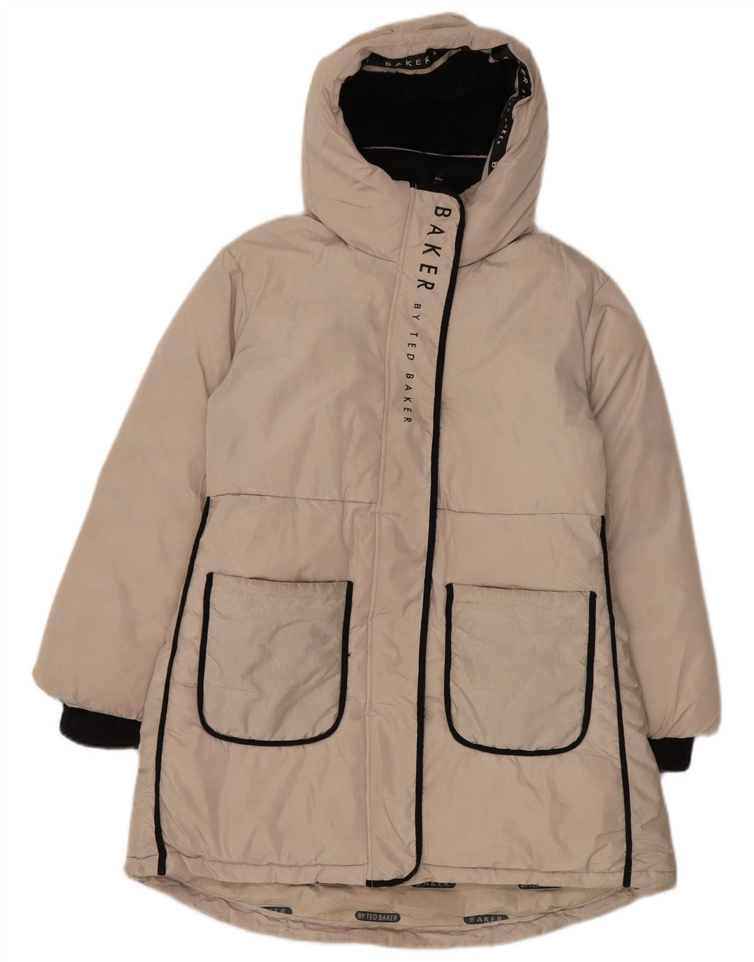 Ted Baker piger grafisk hætte polstret frakke 9-10 år beige polyester