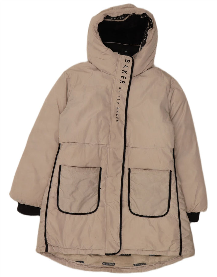 Ted Baker piger grafisk hætte polstret frakke 9-10 år beige polyester
