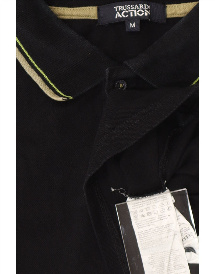 TRUSSARDI Mens Polo Shirt Medium Black Cotton Vintage Trussardi and Second-Hand Trussardi from Messina Hembry 