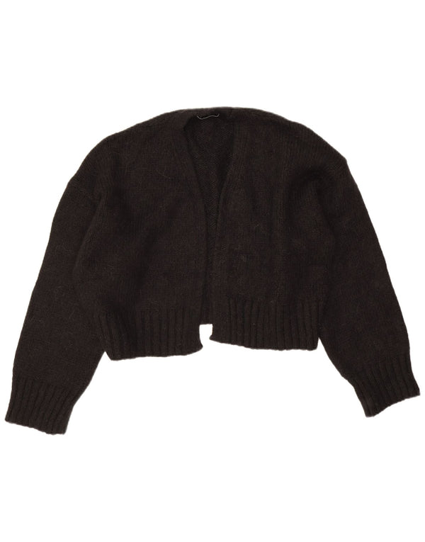 Zara Womens Oversized Crop Open Cardigan Sweater UK 16 Large Black Acryl