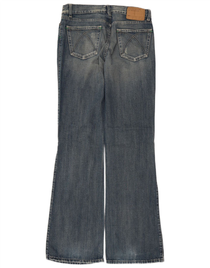 Benetton Dame Distressed Bootcut Jeans IT 44 Medium W30 L33 Blå Bomuld