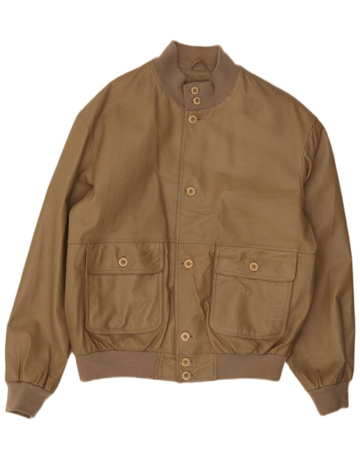 Vintage herre læder bomberjakke UK 42 XL Beige
