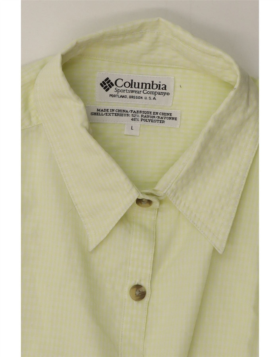 COLUMBIA Womens Sleeveless Shirt UK 16 Large Yellow Gingham Rayon