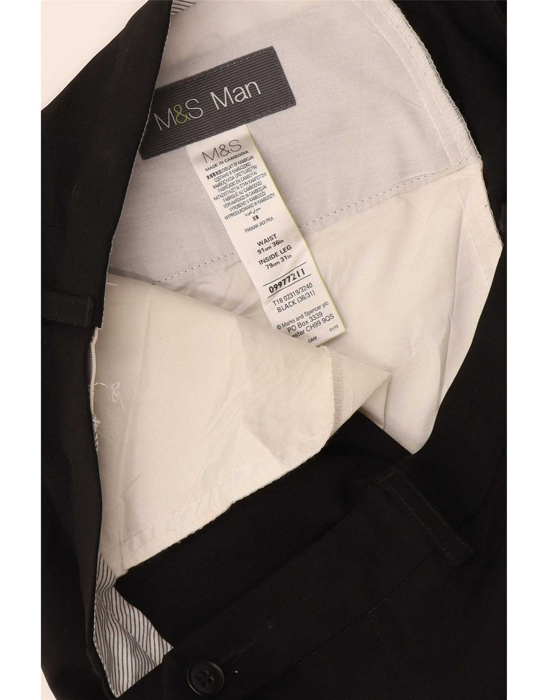 Marks & Spencer Straight Suit Bukser til mænd W36 L31 Sort polyester