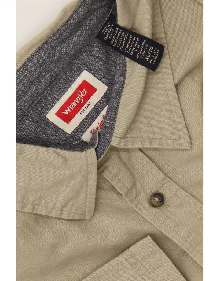 Wrangler Kortærmet Herreskjorte XL Khaki Bomuld