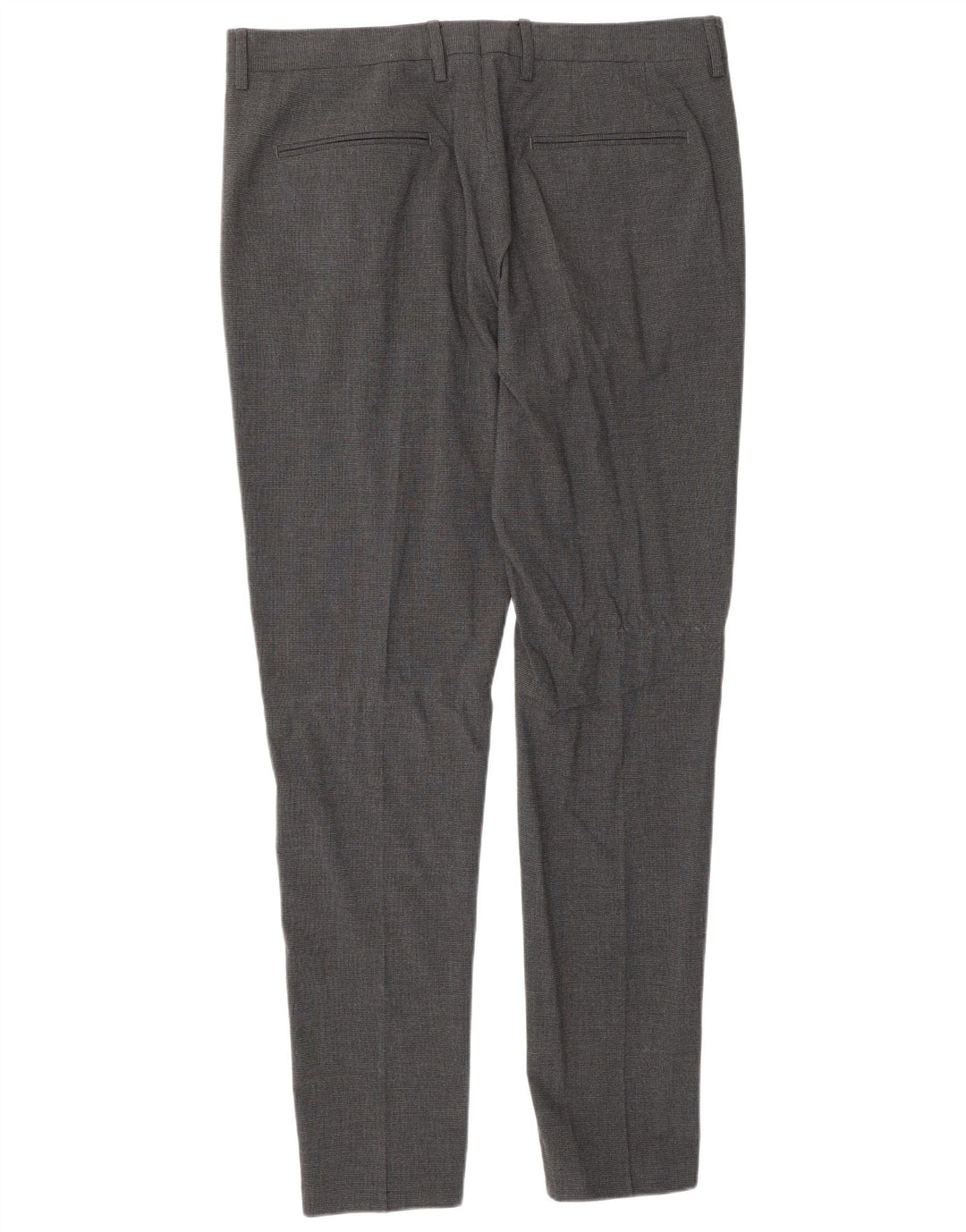 Zara Herre Slim Chino Bukser EU 42 Large W32 L32 Grå ternet uld