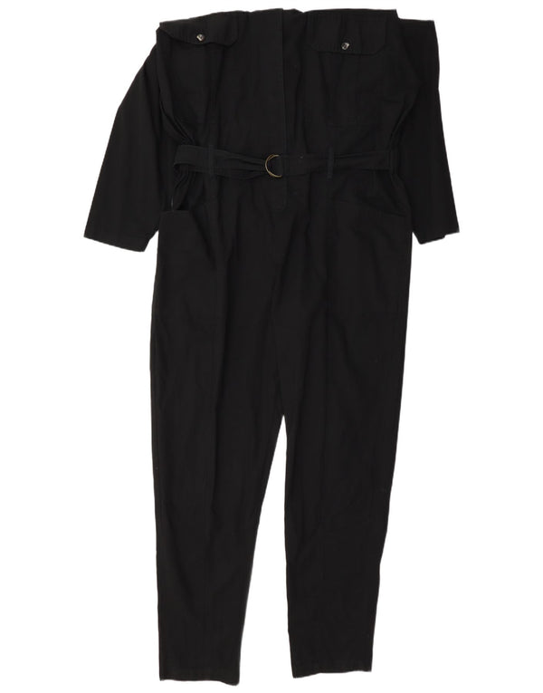 Vintage Dame Langærmet Jumpsuit IT 42 Medium Sort Bomuld