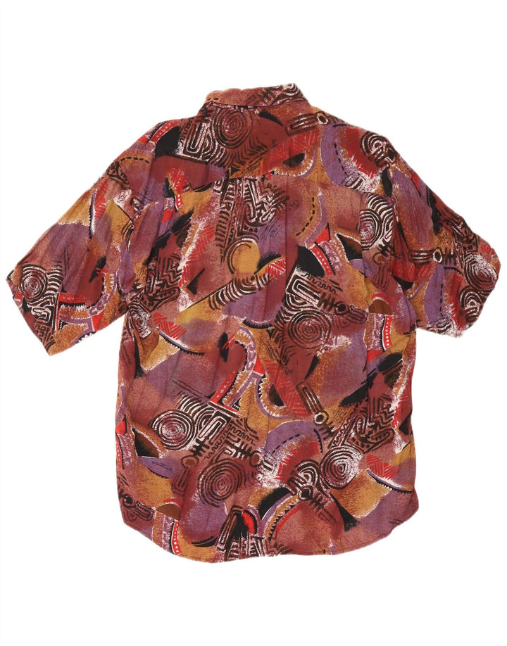 Vintage Kortærmet Herreskjorte Stor Brun Geometrisk