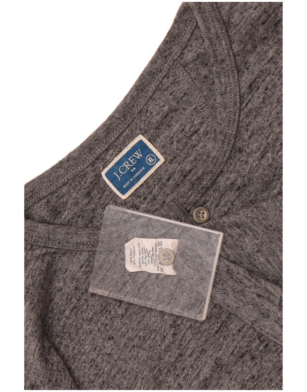 J. Crew Herre Top Langærmet XL Grå Flecked Bomuld