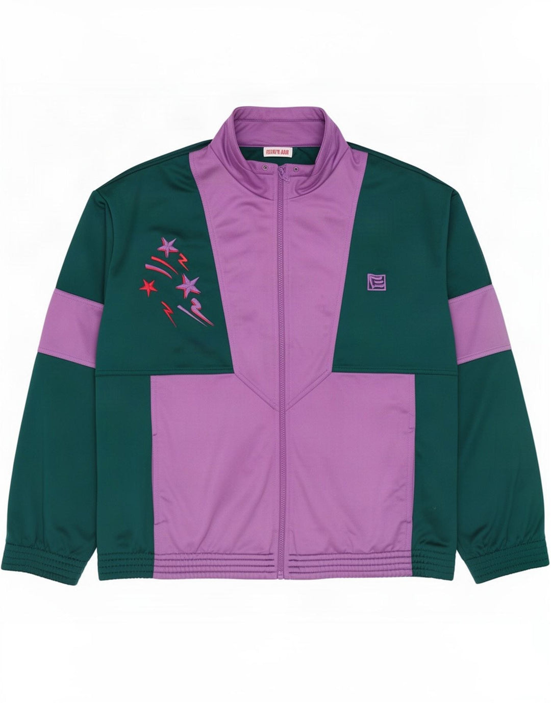 Vintage træningsdragt til mænd, topjakke, stor grøn farveblok polyester