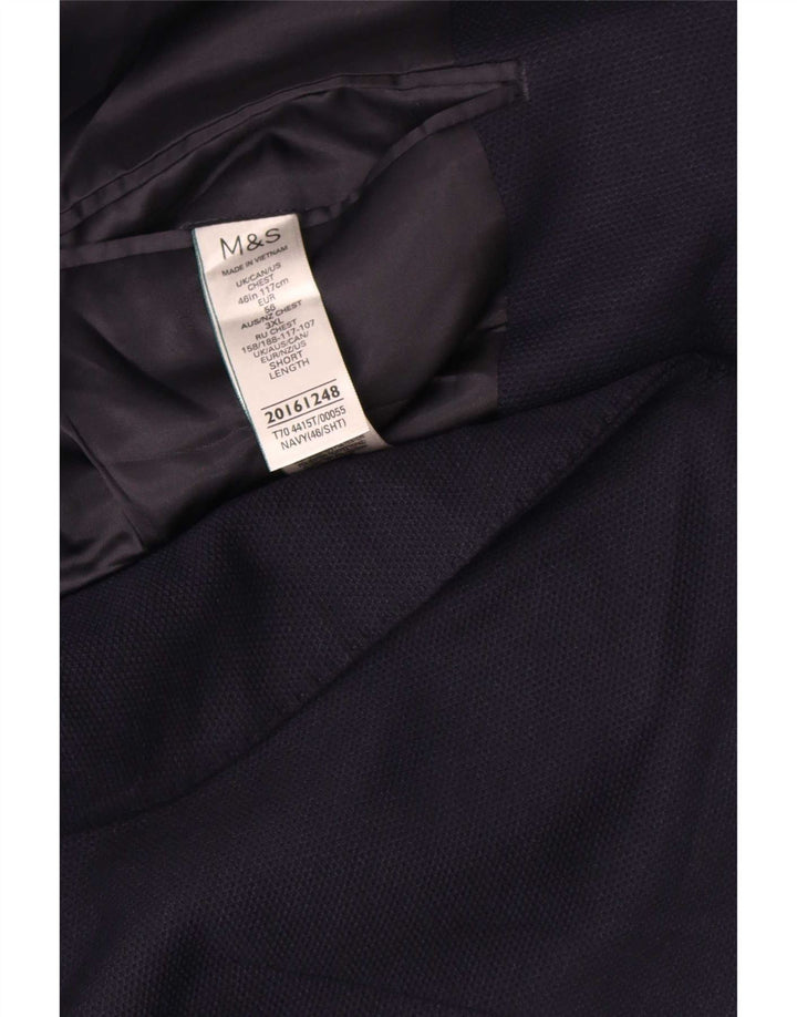 Marks & Spencer Herre Short 2 Button Blazer Jacket UK 46 3XL Navy Blue